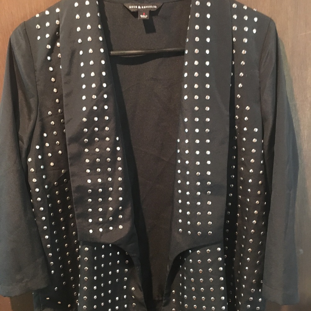 Rock & Republic sexy coat bolero evening blazer studs embellished Studded